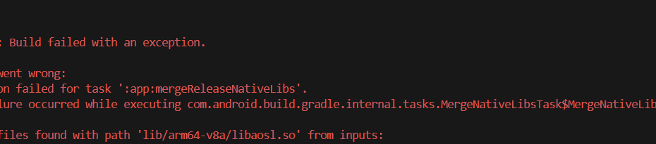 2 files found with path 'lib/arm64-v8a/libaosl.so' from inputs